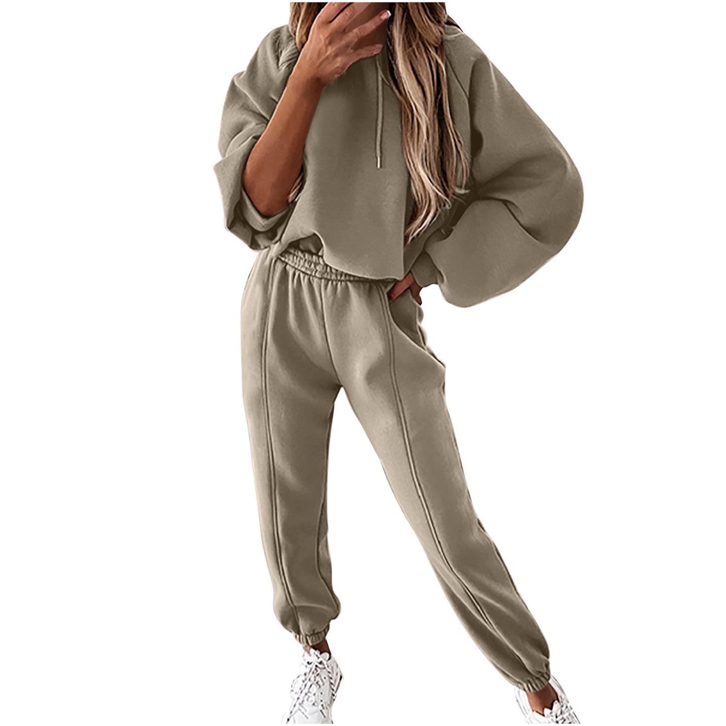 Dames décontracté surdimensionné ensemble de survêtement taille haute avec capuche Chic und Stil