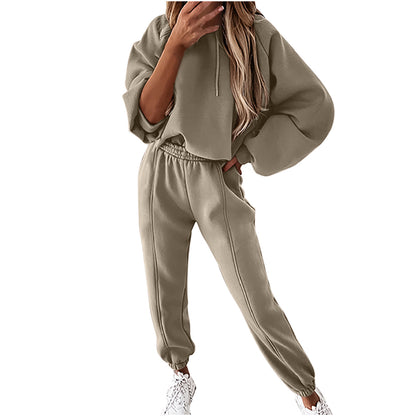 Dames décontracté surdimensionné ensemble de survêtement taille haute avec capuche Chic und Stil