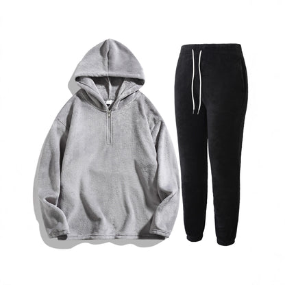 Soft fleece hooded sweatshirt and jogging pants set for women Chic und Stil