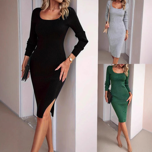 Robe en tricot pour femmes avec des manches plus longues et un col rond moderne Chic und Stil