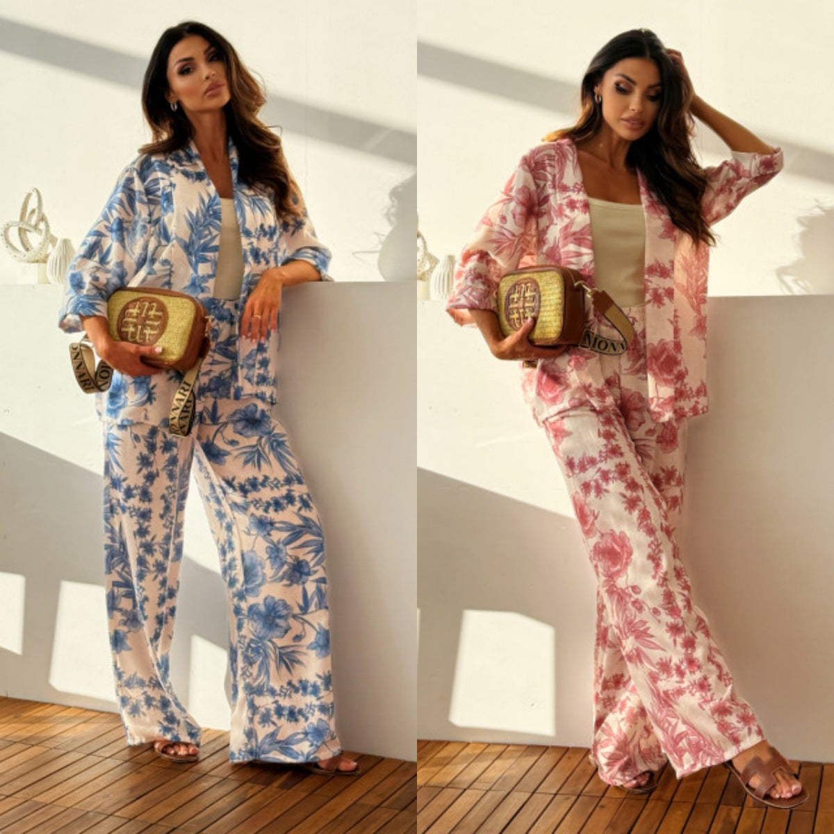 Casual set for women consisting of a kimono style jacket and wide pants Chic and Style