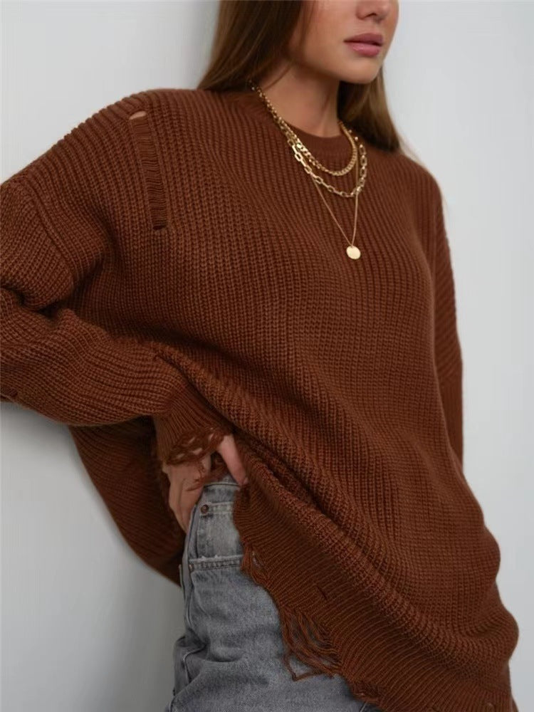 Robe en tricot pour femmes avec coupe décontractée et détails usés Chic und Stil
