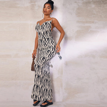 Dames Chic Imprimé Animal Combinaison Chic und Stil