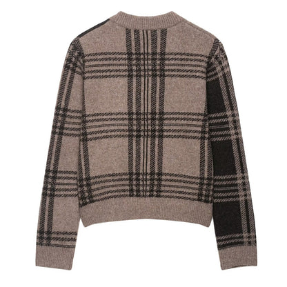 Dames cardigan à carreaux avec boutonnière et matériau doux Chic und Stil