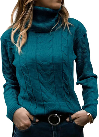 Pull en tricot pour femmes avec col montant et motif en relief à tresses Chic und Stil