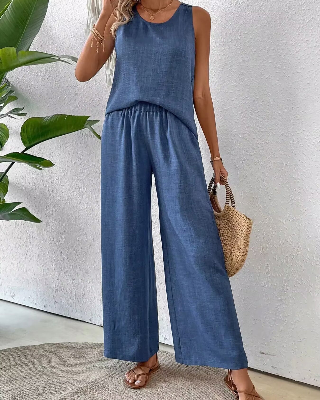 Ladies Relaxed Fit Wide Leg Pants Chic Combination Style