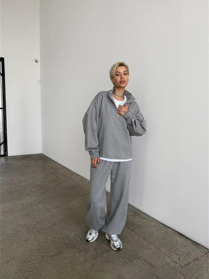 Dames décontracté Zip-Hoodie avec des manches larges Chic und Stil