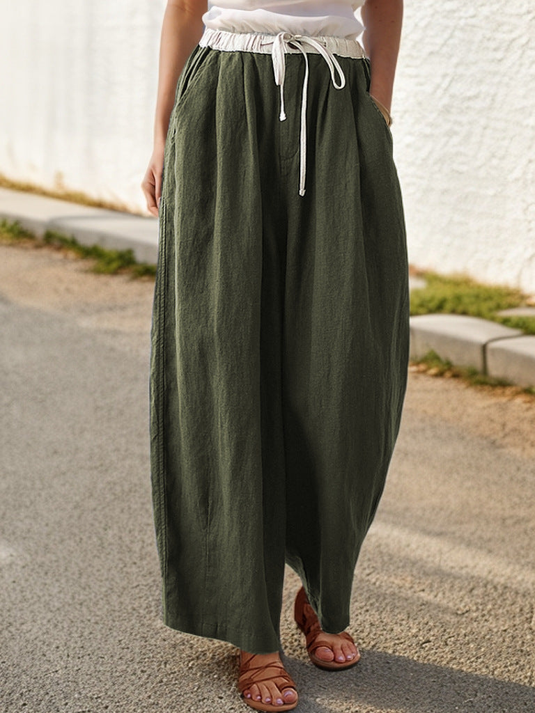 Loose linen pants for women with elastic waistband and stylish drawstring Chic and Style