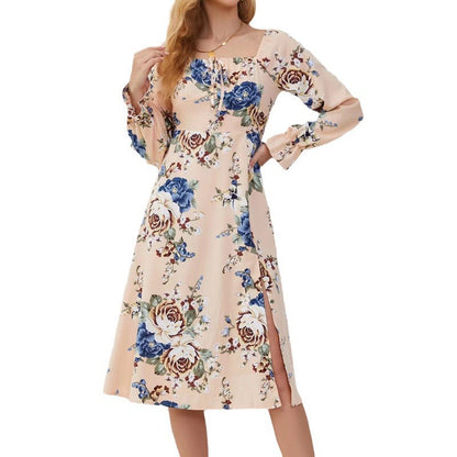 Robe midi pour femmes avec motif floral et fentes latérales Chic und Stil