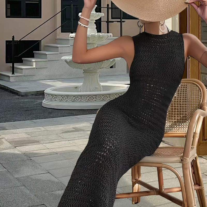 Robe longue en crochet pour dames avec une coupe moderne et un décolleté séduisant au dos Chic und Stil