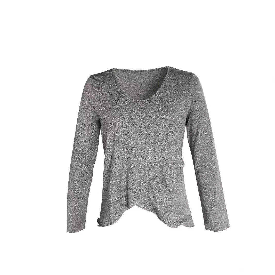 Dames Haut de finition raffiné à décolleté en V avec ourlet asymétrique Chic und Stil