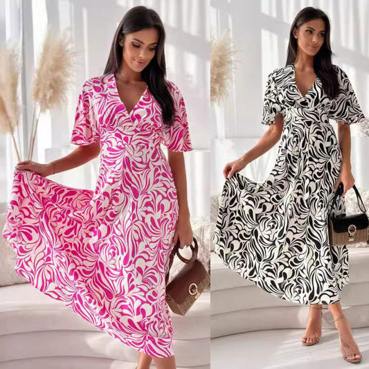 Dames Robe Maxi Wrap Fluide Chic und Stil