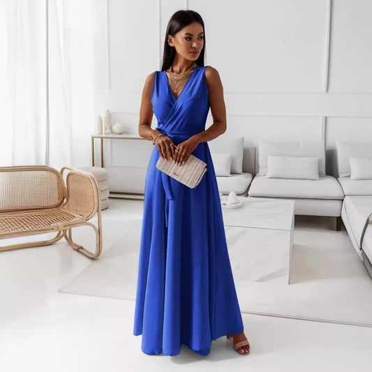 Robe maxi à enrouler pour femmes avec décolleté en V profond et coupe fluide Chic und Stil