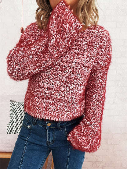 Dames pull en tricot douillet avec un design pelucheux frappant et une coupe ample Chic und Stil
