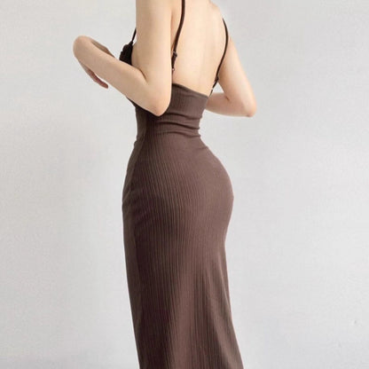 Femme Robe maxi élégante avec un design de drapé exceptionnel et de fines bretelles Chic und Stil