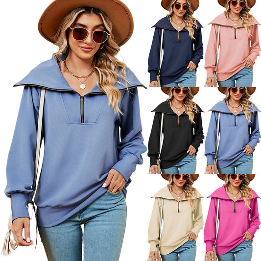 Pull femme avec col montant moderne et fermeture éclair Chic und Stil