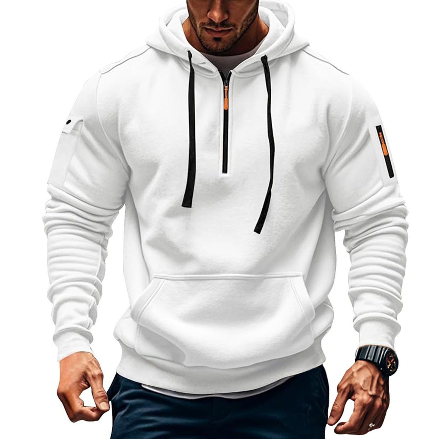Functional hoodie for men with contrasting zipper and practical pockets Chic and Style