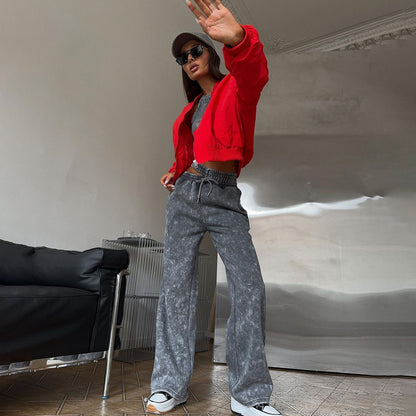 Casual women's pants with high waist and elastic Chic und Stil