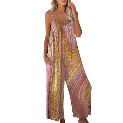 Women's summer jumpsuit with floral design and practical pockets. Chic and stylish.