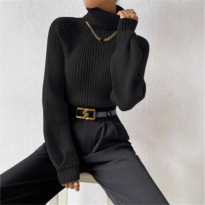 Pull femme ajusté avec texture côtelée et col montant Chic und Stil
