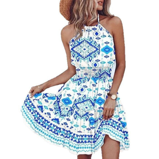 Robe midi à dos nu pour femmes avec imprimé Boho Chic und Stil