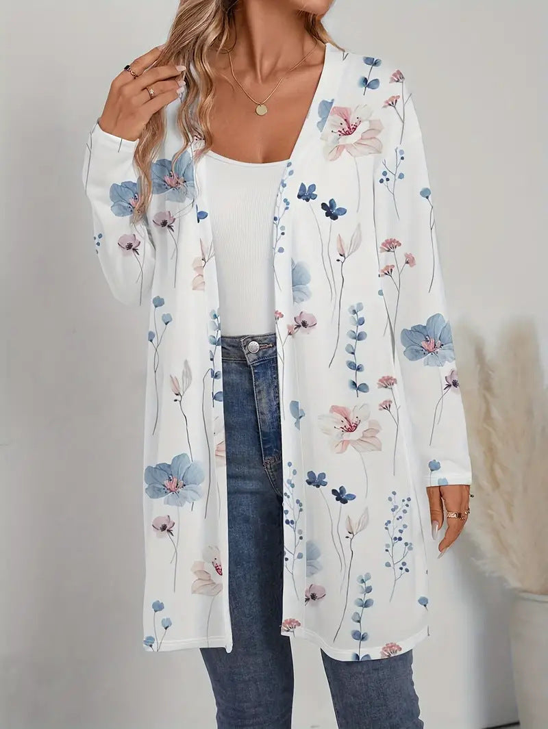 Dame cardigan à motif floral avec coupe ample Chic und Stil