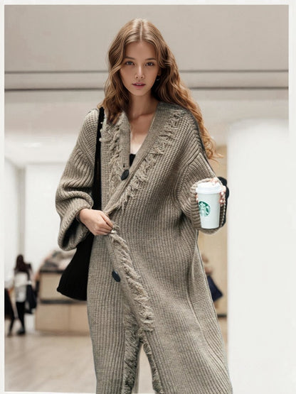Cardigan en grosse maille pour femmes avec un design décontracté à franges Chic und Still