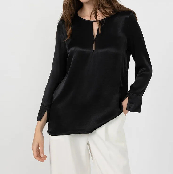 Dames Élégante blouse avec un design d’ouverture innovant et un matériau douillet Chic und Stil