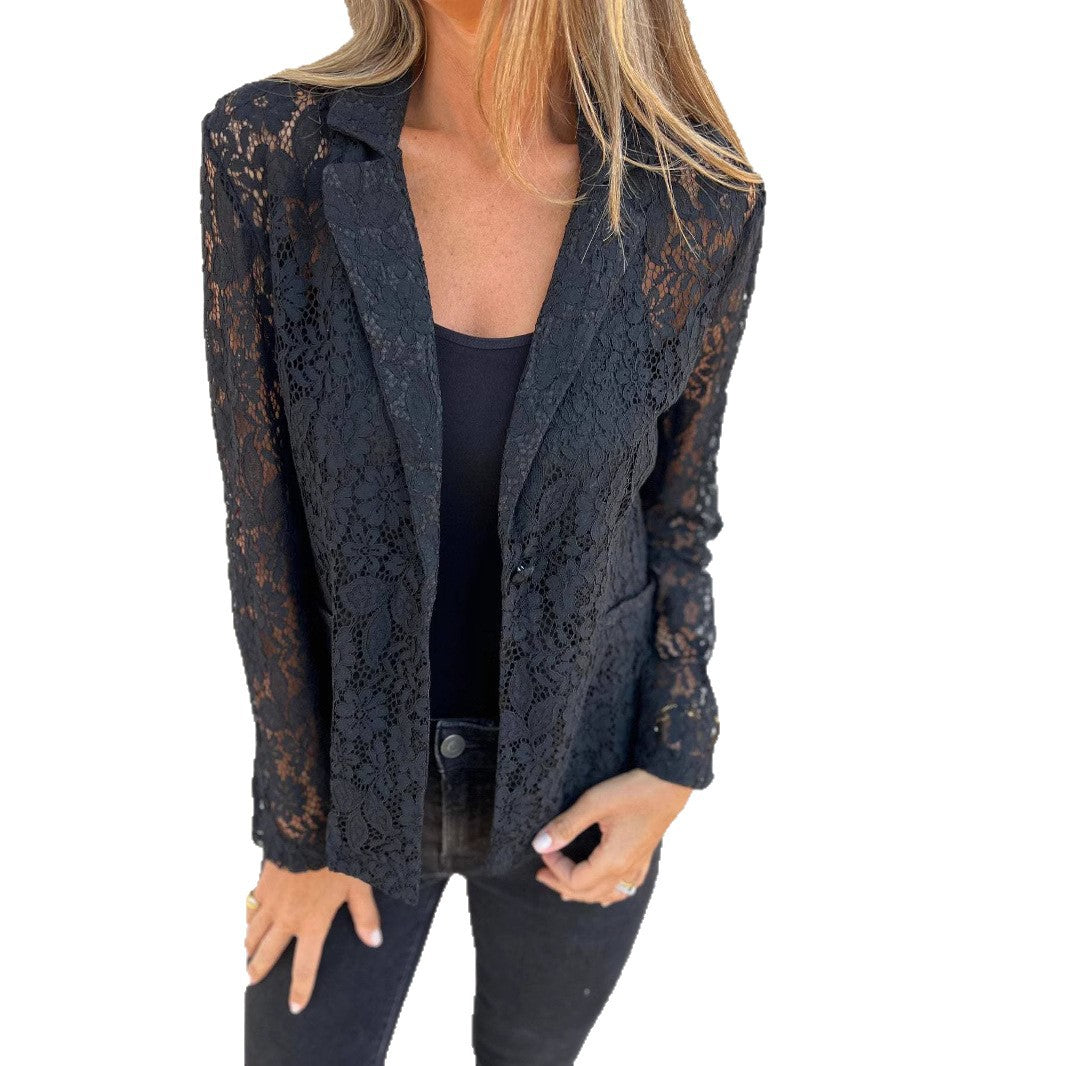 Blazer en Dentelle Transparent pour Femme Chic und Stil
