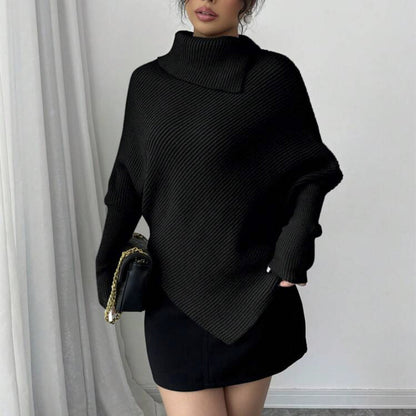 Femme pull en tricot oversize avec col montant et forme asymétrique Chic und Stil