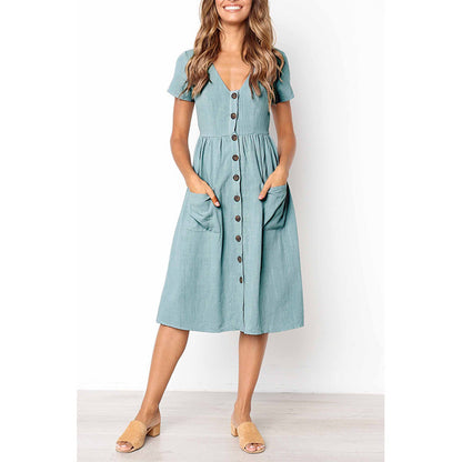 Robe A-ligne à boutons pour dames avec poches Chic und Stil