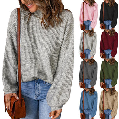 Pull en gros tricot pour femmes avec coupe ample et col montant Chic und Stil