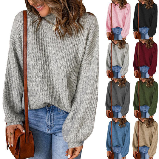 Pull en gros tricot pour femmes avec coupe ample et col montant Chic und Stil