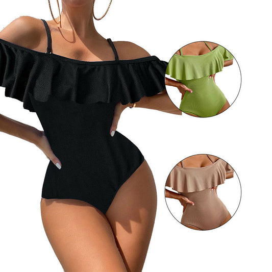 Ladies ruffled off-shoulder swimsuit Chic and Style