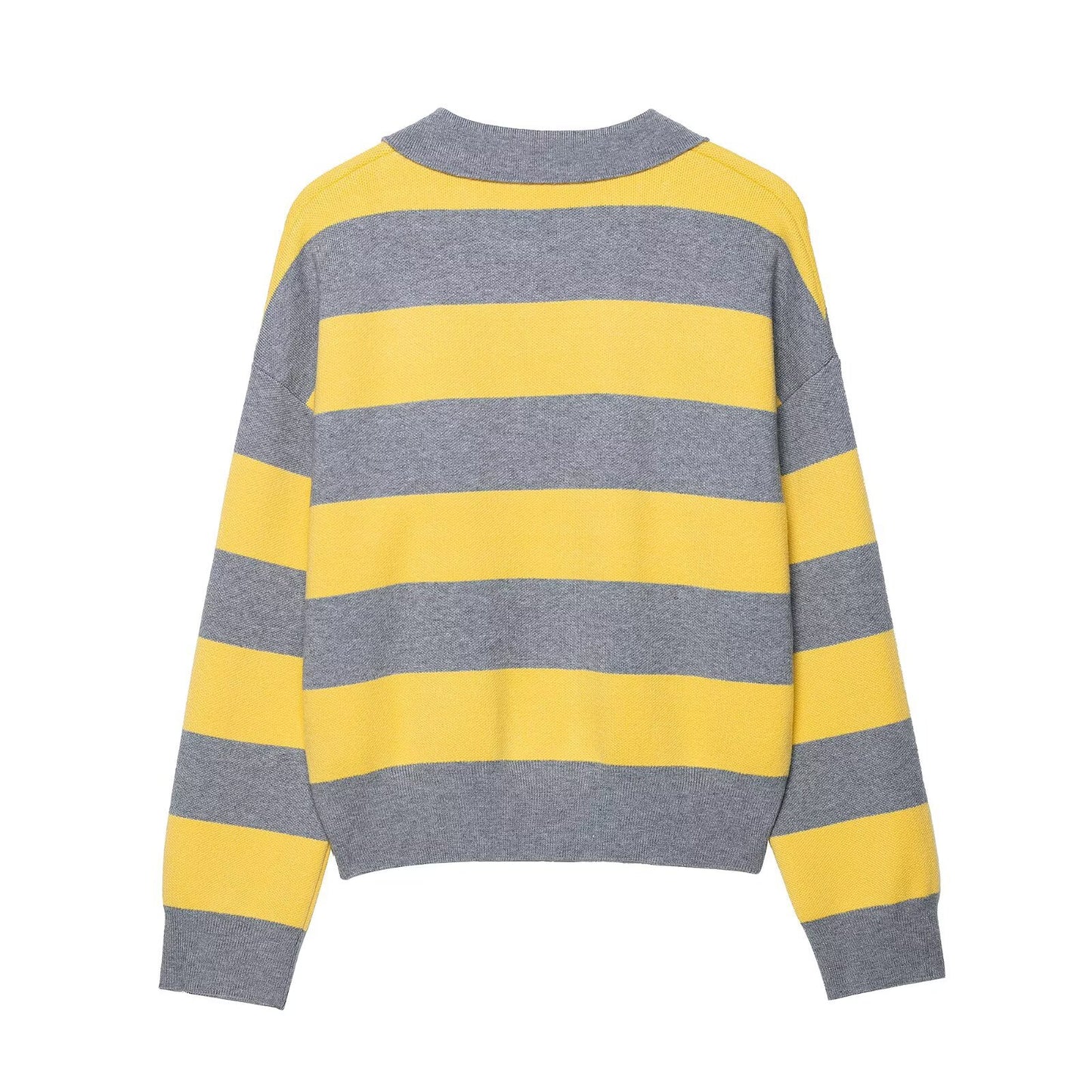 Pull en tricot décontracté pour femmes avec col polo et motif rayé Chic und Stil