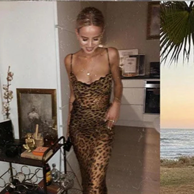 Robe maxi femme avec un élégant imprimé léopard et un tissu fin Chic und Stil