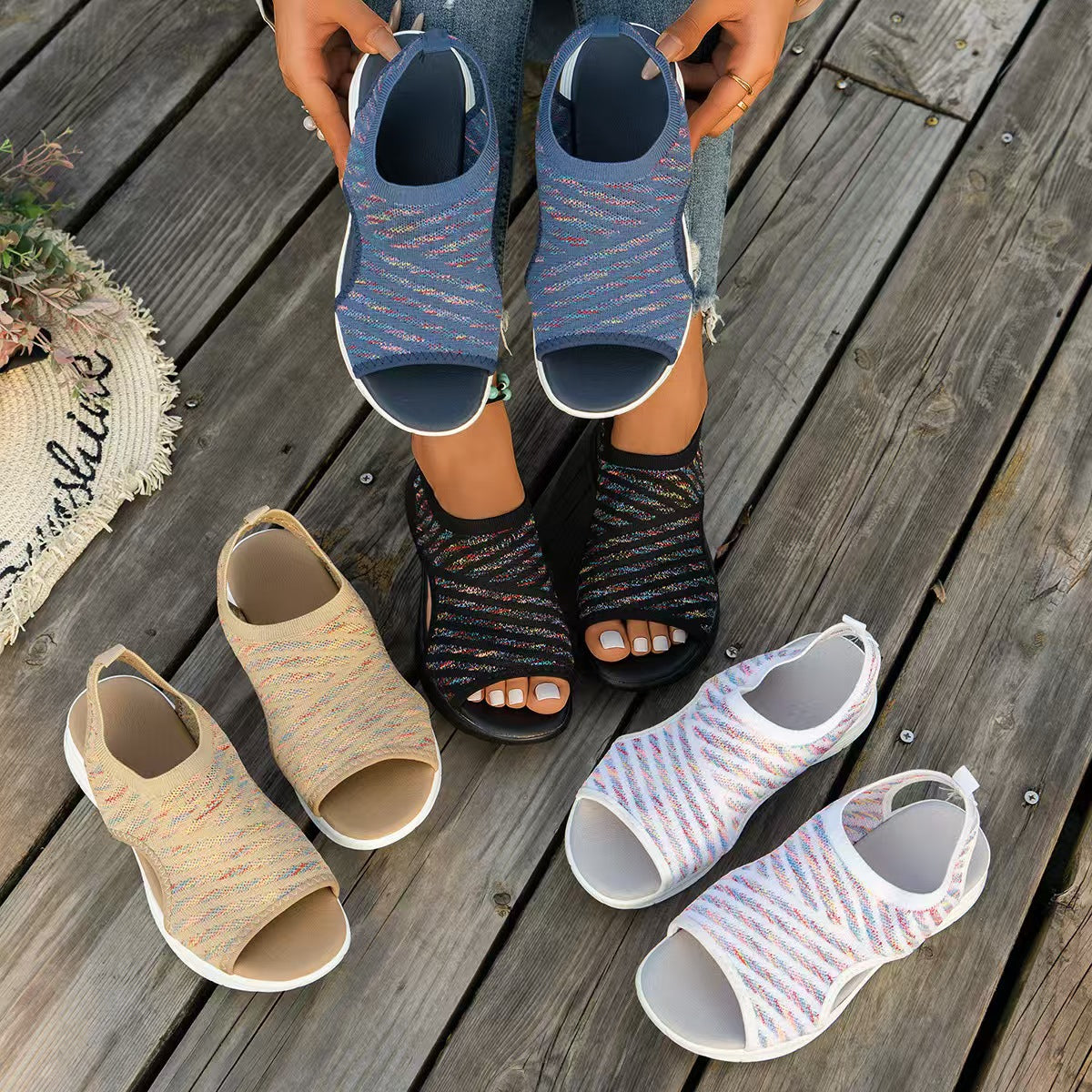 Dames Compensateurs confortables avec une tige respirante et une semelle flexible Chic und Stil