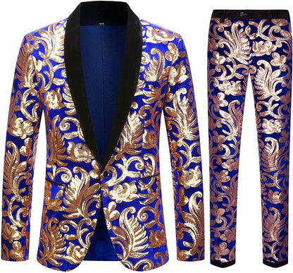Costume élégant en velours pour hommes avec motif en sequins brillants Chic und Stil