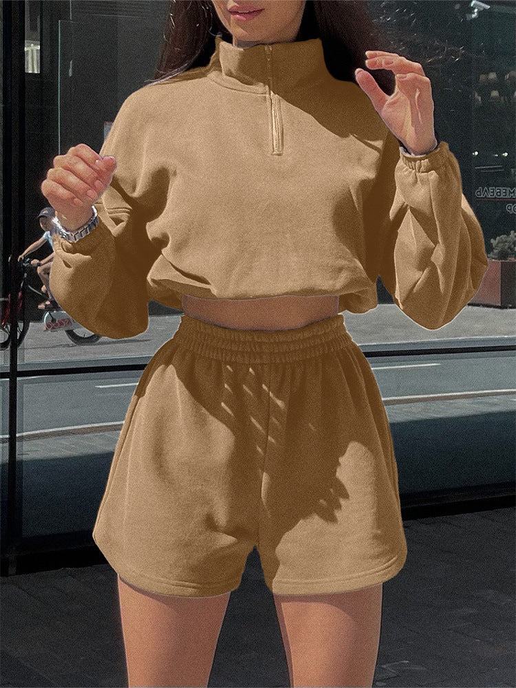 Ensemble de sweat-shirt court pour femme et shorts décontractés Chic und Stil