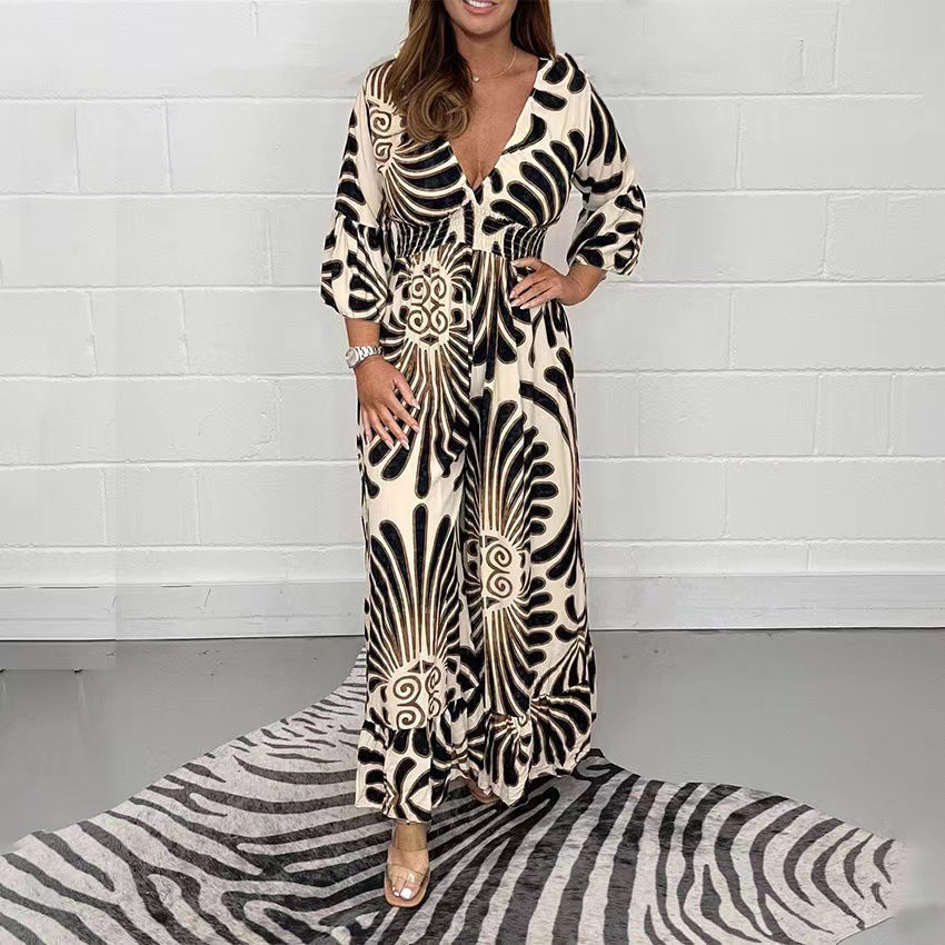 Robe maxi pour femmes avec décolleté en V et basques Chic und Stil