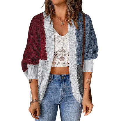 Dames gros tricot cardigan avec motif coloré et coupe décontractée Chic und Stil