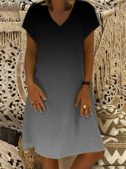 Dames loisirs robe shift col en V Chic und Stil
