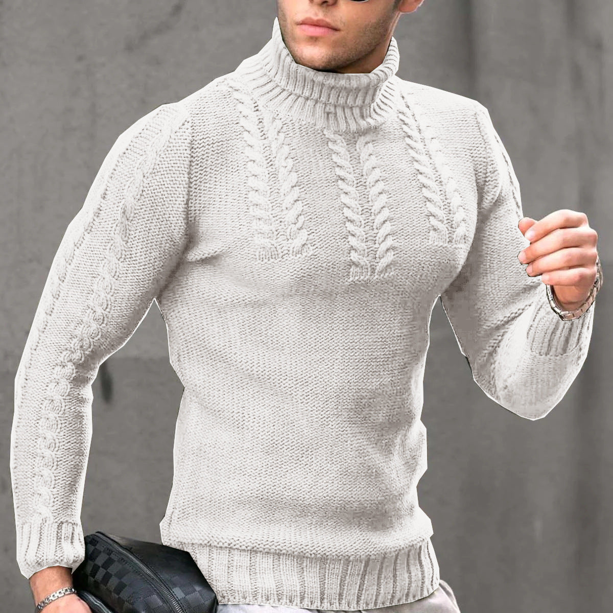 Pull-over en tricot pour hommes avec col montant Chic und Stil
