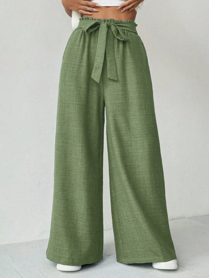 Ladies Wide Pants with Adjustable Waist Chic and Style