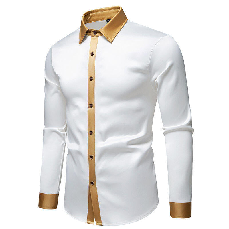 Chemise à manches longues pour hommes avec col satiné et accents modernes Chic und Stil