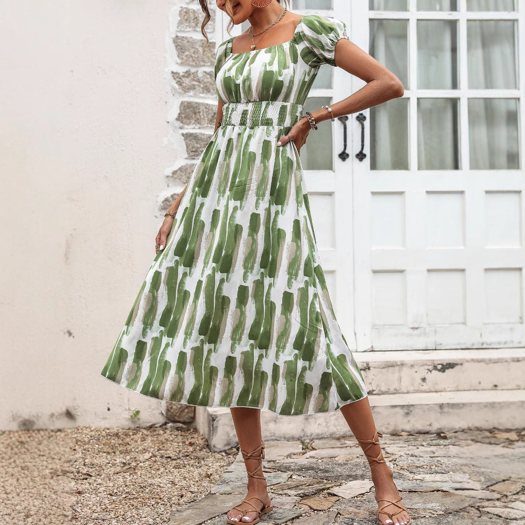 Robe mi-longue femme avec coupe bardot et détails de volants raffinés Chic und Stil