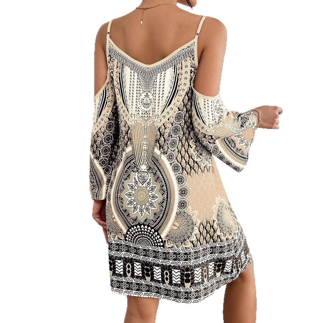 Robe mini à épaules dénudées bohémienne Chic und Stil