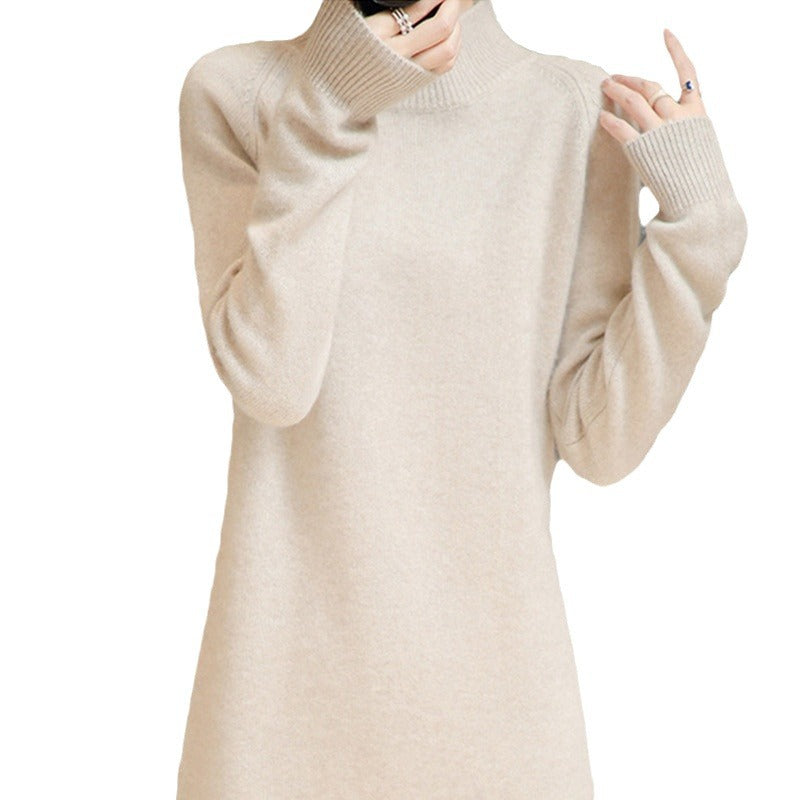Robe en tricot pour femmes avec col haut et matière fluide douce Chic und Stil