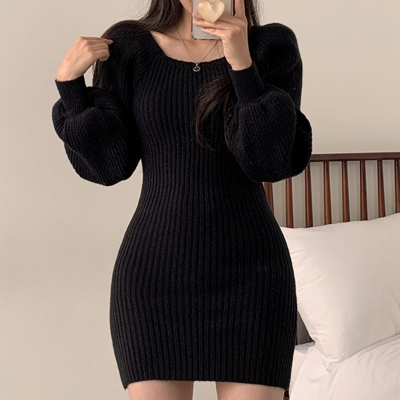 Robe en tricot pour femmes avec motif structuré et manches volumineuses Chic und Stil