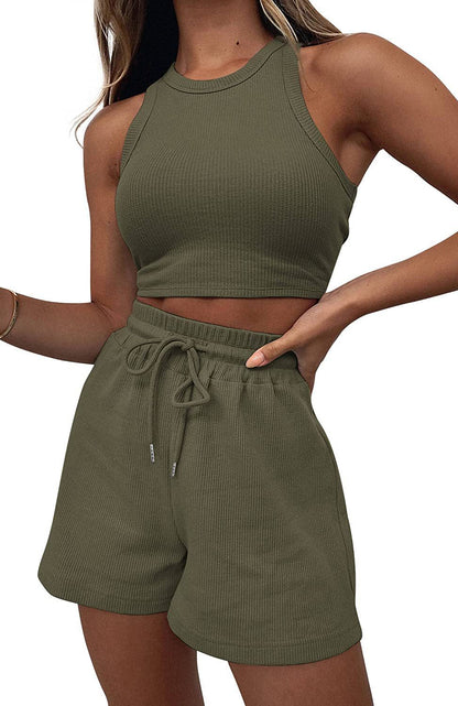 Tenue courte sportive à deux pièces pour femmes avec structure côtelée Chic und Stil